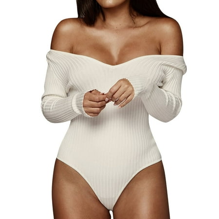 

Wozhidaose Jumpsuits for Women Womens Sweetheart Square V Neck Short Sleeve Long Sleeve T Shirts Tops Bodysuits Rompers for Women