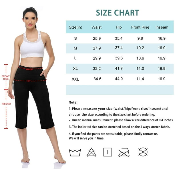 Women's Yoga Capri Pants with Pockets Lounge Crop Pants Tummy Control  Stretch Workout Flare Running Pants