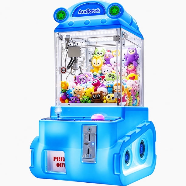 Maquina Garra Peluches Mini Peluches Luz Led Sonido Color Azul Audiotek