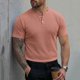 thumbnail image 1 of Ceisia Men's Slim Fit Short Sleeve Henley Shirt Waffle Knit Solid Color Casual T-shirt Pink XXL Gifts, 1 of 8