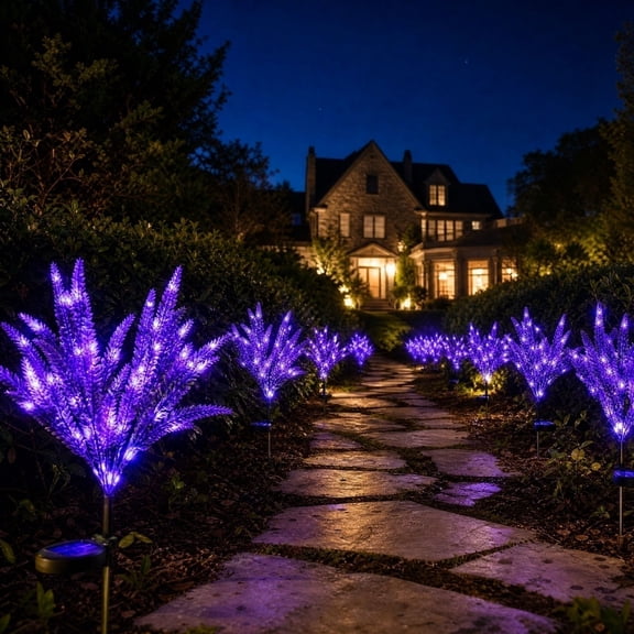 Solar Lavender Garden Stake Light Outdoor, LED Flower Decorative Ground Light for Yard Pathway Patio, Landscape Lighting for Garden Outdoor Decor, 1 Pack