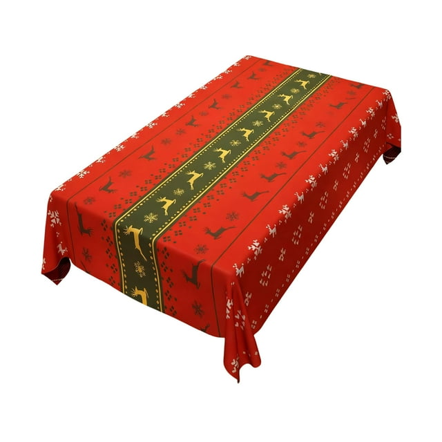 Décoration de Table de Noël Nappe 140x90cm Imperméable Résistante à l'Huile Sans Lavage Rouge Rectangulaire Décoration de Fête Décoration de Table à Manger