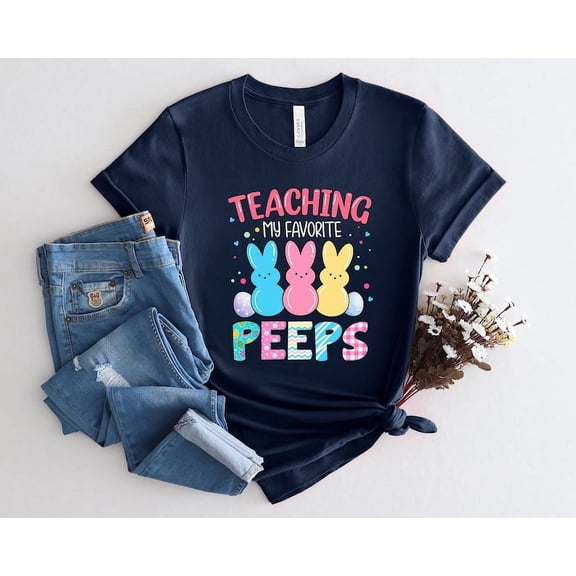 Teaching My Favorite Peeps T-Shirt, Easter Teacher Shirt, My Favorite Peeps Graphic Tee, Happy Easter Gift for Teachers