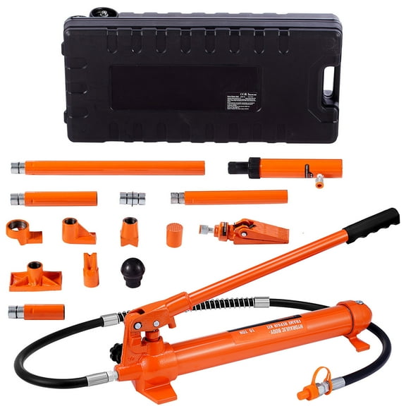KFFKFF 10 Ton Hydraulic Power Set, Car Lift Ram & Pump, 4.6 ft Oil Hose, Frame Straightening Device, Storage Case Included for Auto, Garage, Heavy Machinery Repair (22046 LBS)