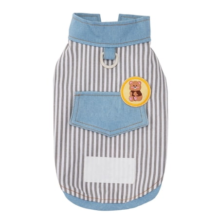 Moonsky Denim Dog Vest Breathable Striped Jean Apparel for Small Dogs and Cats Fashionable Summer Pet Clothing Light Blue S