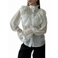 thumbnail image 1 of Camisa Elegante con Volantes para Mujer, Larga, Escote Abotonado, Estilo Victoriano XL, 1 of 10