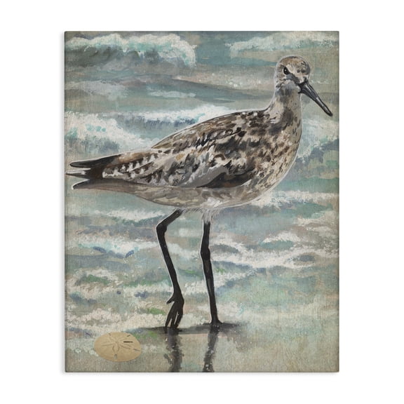Stupell Industries Traditional Sandpiper Stepping Beach Coast Canvas Art, 16 x 20, by Erica Christopher