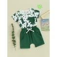 thumbnail image 3 of Bslissey Toddler Baby Boys Irish Shorts Sets Short Sleeve Clover Dinosaur Print Tops + Solid Color Drawstring Shorts 0-3T Infant Casual Summer 2Pcs Outfits, 3 of 9