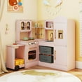 thumbnail image 2 of Costway Corner Kitchen with Lights and Sounds Interactive Wooden Playset Toy Kitchen Set Pink, 2 of 10