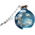thumbnail image 3 of Necklace for Women,Women's Chain Necklaces You are in Heaven Chic Transparent Resin Round Ball Moon Pendant Necklace Women Blue Sky White Clouds Chain, 3 of 3