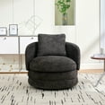thumbnail image 3 of 30"W Swivel Barrel Accent Chair with High-Density Foam Seat,360° Round Swivel Chair with Armrests,Curved Backrest and Pillow,Chenille Upholstered Comfy Armchair for Living Room,Bedroom,Dark Gray, 3 of 7