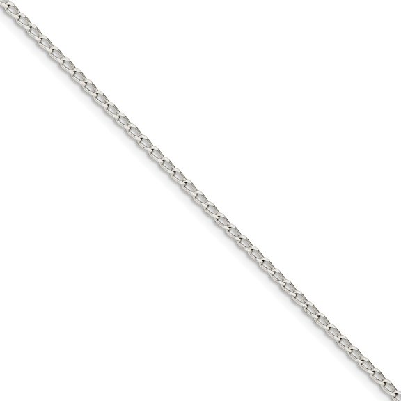 White Sterling Silver chain style Open Link 10 in 2 mm