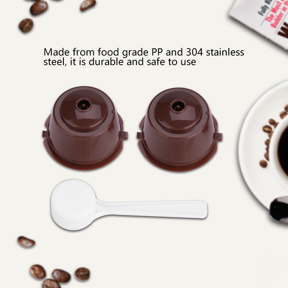 Coffee Filter 2Pcs Food Grade Pp   304 Stainless Steel Reusable Refillable Coffee  Filter Brown