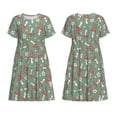 thumbnail image 3 of Bixox Robe d'Été à Manches Courtes pour Femmes Robe Ample Longueur Genou avec Poches-Rétro Hippie Champignon Groovy, 3 of 7