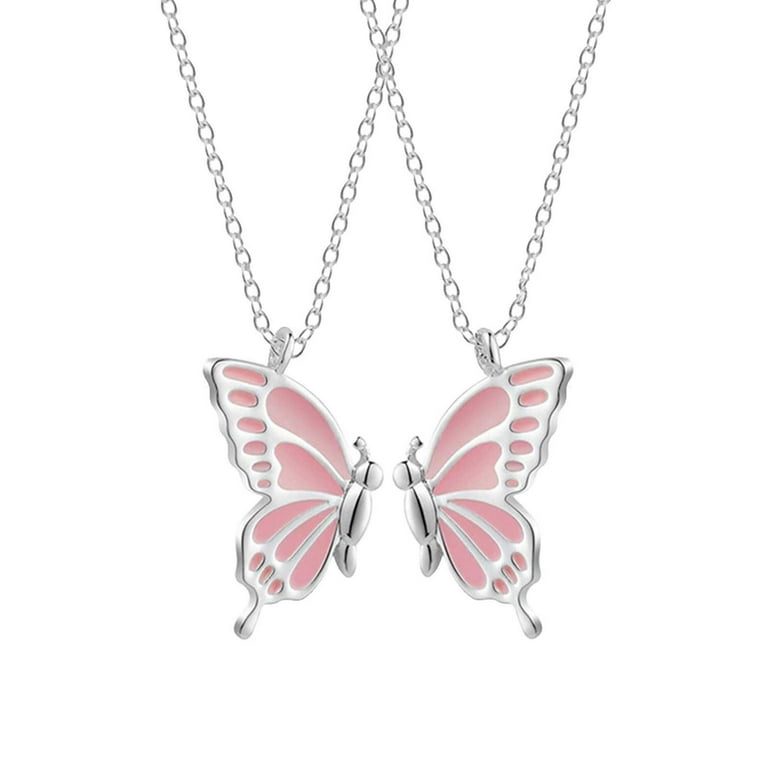 Heiheiup Butterfly Necklace Pendant Two Pack Friendship Necklace