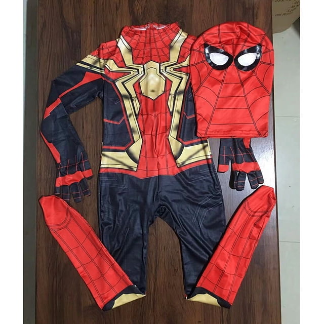 Conjunto de cosplay negro y rojo ajustado para niño, disfraz de actuación de Halloween