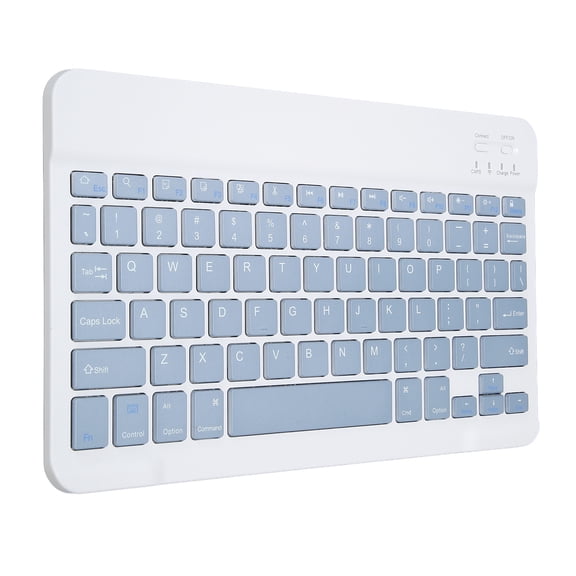Ultra Slim Wireless Bluetooth Keyboard Auto Sleep Portable Rechargeable Mini Tablet Keyboard for iOS Android Windows, Mist Blue