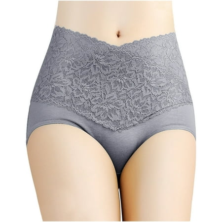 

OGLCCG Women s Cotton Underwear Briefs High Waist Full Coverage Soft Breathable Panties Seamless Lace Trim Underpants