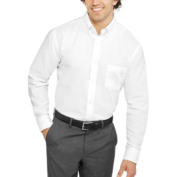 George Men's and Big Men's Long Sleeve Oxford Shirt, Up to 3XL ...