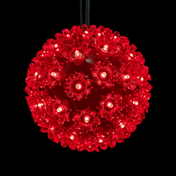 Northlight LED Lighted Starlight Sphere Hanging Outdoor Christmas Decoration- 6" - Red Lights