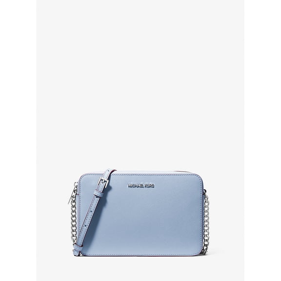 Michael Kors Outlet Women's Jet Set Large Saffiano Leather Crossbody Bag 35F8STTC9L-Pale Ocean