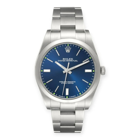 Pre-Owned Rolex Oyster Perpetual 114300 39mm Red Blue Dial