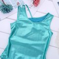 thumbnail image 6 of Vxuxlje Kids Girls Ballet Dance Gymnastics Leotard Shiny Metallic One Piece Open Back Jumpsuit Lake Blue L, 6 of 7