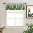 thumbnail image 2 of Christmas Tree Valances for Windows Winter Snowflakes Green Gold Tree Grey Bottom Rod Pocket Curtain Valance Window Treatment Short Curtains for Kitchen Living Room, 58"x16", 2 of 5