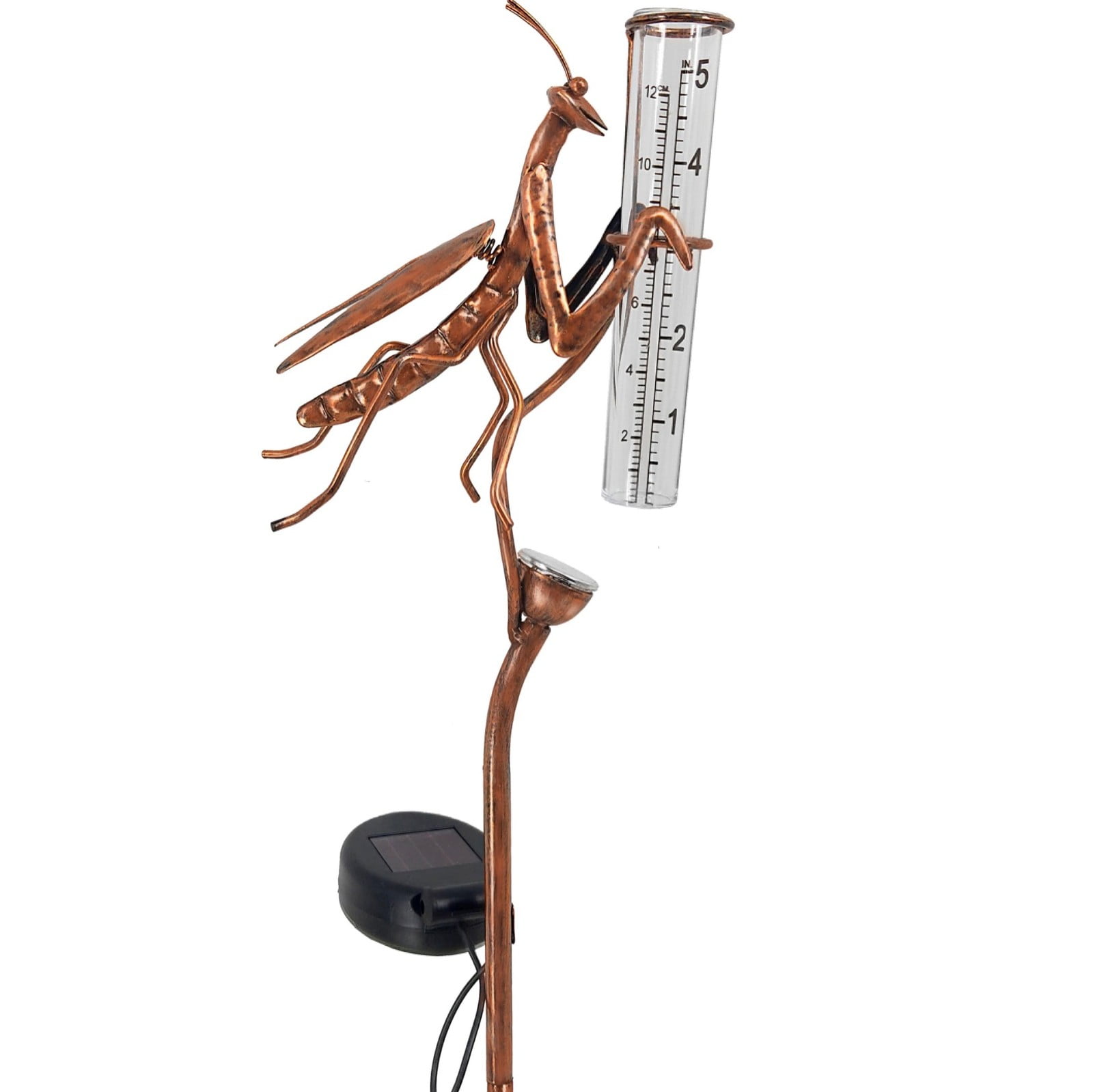 UUHYTG Outdoor Solar Rain Gauge with Light, Decorative Garden Tube, Multi-functional Rain Gauge for Accurate Weather Monitoring in Yards, Lawns, Patios, Outdoor Landscaping with Sun-Powered LED Light