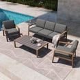 thumbnail image 2 of GREEN MORE 4-Piece All Weather Outdoor Patio Furniture Set，Modern Outdoor Sectional Sofa with Coffee Table & Detachable Washable Cushions,Patio Conversation Set for Porch, Balcony & Backyard, Natural, 2 of 6