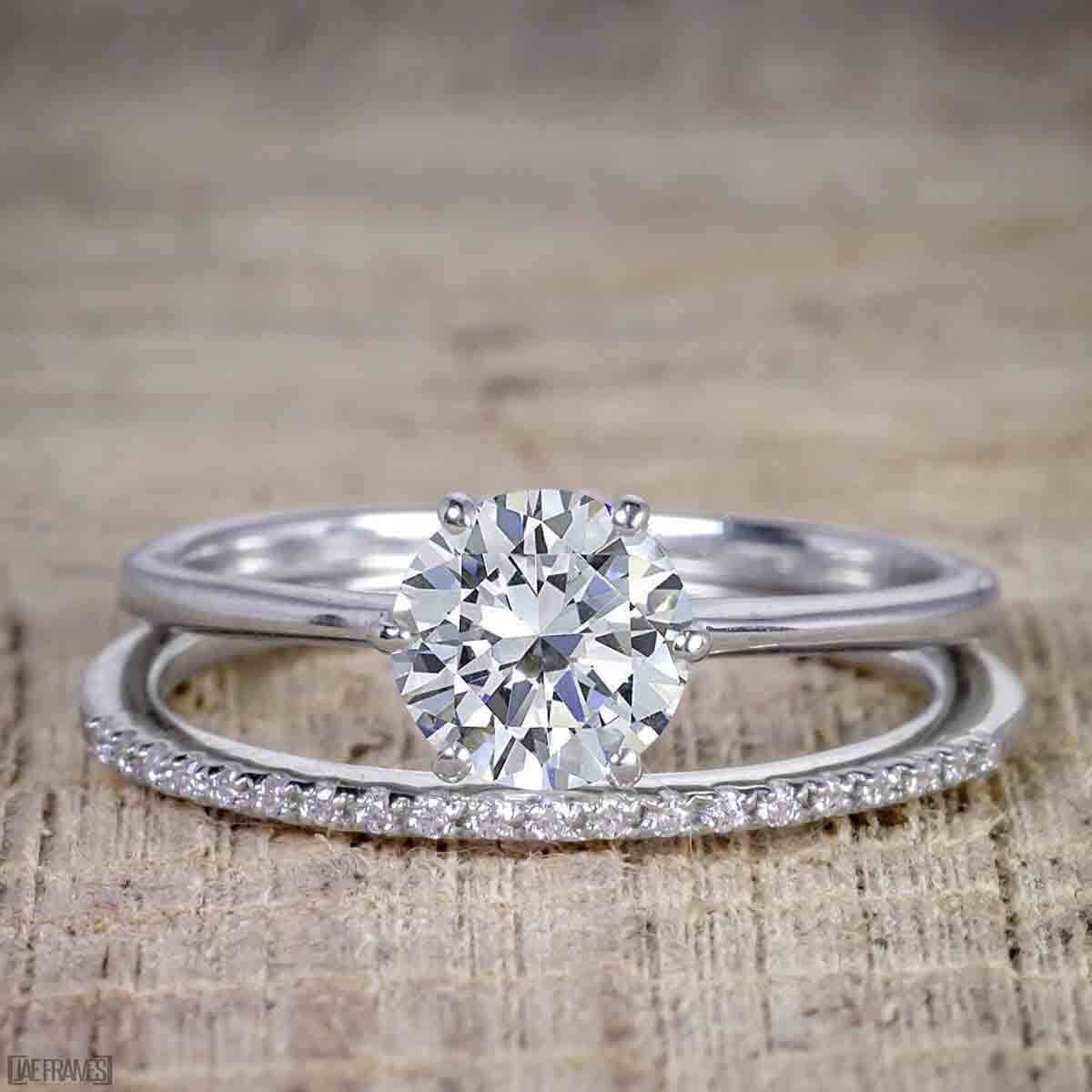 JeenJewels 1.25 ct Moissanite and Diamond Wedding Ring