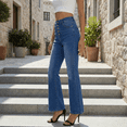 thumbnail image 4 of MLDRA Womens Jeans Flare Bell Bottom High Waist Bootcut Button Fly Slim Vintage Trousers Denim Pants, 4 of 7