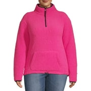 No Boundaries Juniors' Plus Size Quarter-Zip Pullover Sherpa Sweatshirt