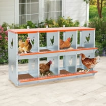 ZephyPaws Chicken Nesting Boxes,8 Compartment Metal Poultry Nest Box Wall Mount for Chickens,Hens,Ducks,Easy Egg Collection,Large Vented Holes Chicken Coop Equipment,Orange
