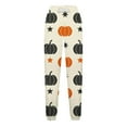 thumbnail image 4 of Womens Halloween 2025 Trendy Printed Sweatpants Elastic Waist Drawstring Color Block Pants Casual Streetwear Pants with Pockets,Beige 2,2XL, 4 of 5
