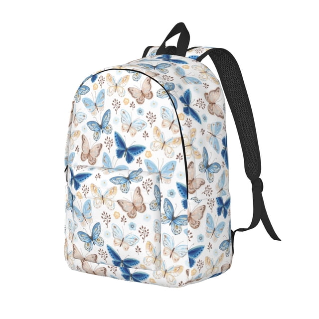 Disketp Butterfly print Canvas Backpack Lightweight Travel Daypack Student Rucksack Laptop Backpack-Small