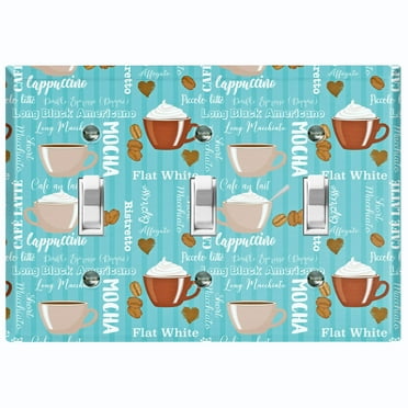 Metal Light Switch Plate Cover Coffee Mocha Latte Cup COF008