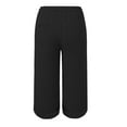 thumbnail image 5 of vigerkar Wide Leg Capri Pants for Women Plus Size Cotton Linen Bermuda Shorts Casual Summer Lounge Trousers Quick Dry Beach Pant Black, M, 5 of 5