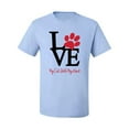 thumbnail image 2 of Wild Bobby, Love My Cat Stole My Heart Red Footprints Animal Lover Men's Graphic T-Shirt, Light Blue, Small, 2 of 3