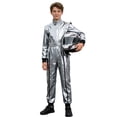 thumbnail image 1 of Raenseen Kids Boys Metallic Racing Jumpsuit Racing Suit Race Car Driver Moto Gear Jersey Set Silver 16, 1 of 6