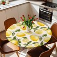 thumbnail image 2 of Lemon Leaves Elastic Fitted Round Table Cover Watercolor Waterproof Outdoor Tablecloth for Holiday Party, Picnic, Patio & Dining Fits Tables Up to 55"-60", 2 of 8
