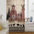 thumbnail image 5 of Brown Farmhouse Sheer Curtains 63 Inches Long, Vintage Country Animals Wood Grain Plaid Light Filering Curtains, Breathable Simi Curtain Privacy Drapes for Living Room Bedroom Window Treatment, 5 of 9