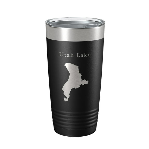 Utah Lake Map Tumbler Travel Mug Insulated Laser Engraved Coffee Cup Provo Utah 20 oz Black
