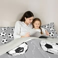 thumbnail image 5 of Castle Fairy Teens Sport Soccer Gamer Full Size Comforter Sets 3-Piece,Vintage Graffiti Splash Bedding Comforter Set,Ball Game Lightweight Bedding Sets,Ultra Soft Home Decor,Reversible, 5 of 8