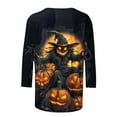 thumbnail image 4 of VKOYWKM Womens 3/4 Sleeve Tops Halloween Shirts Halloween Pumpkin Witch Graphic T Shirts Halloween Party Blouse Crew Neck Loose Spooky T-Shirts, 4 of 5