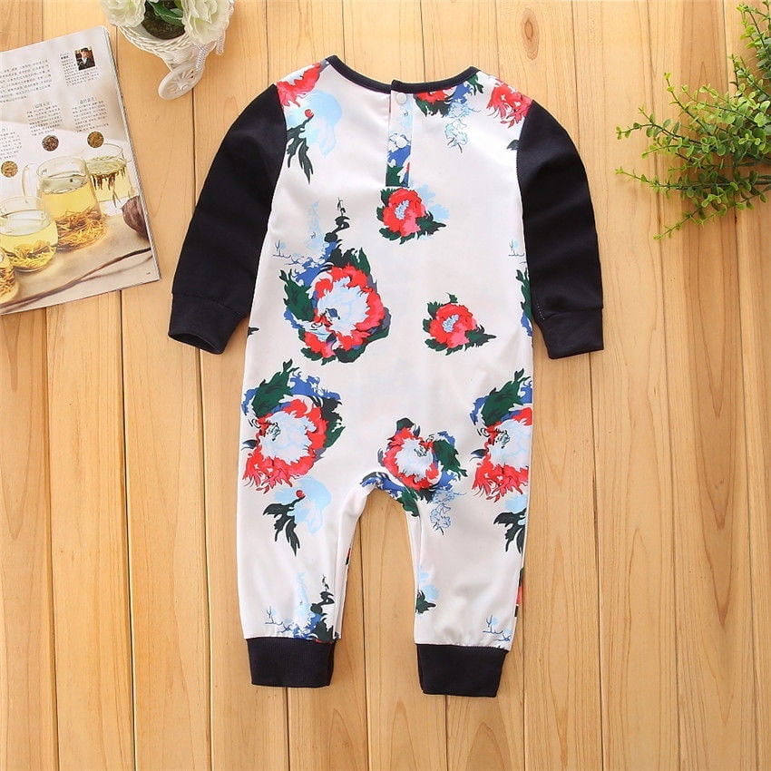 Baby Toddler Girls Floral Long Sleeve Romper Jumpsuit Bodysuit Playsuit Outfit 