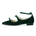 thumbnail image 3 of FSJ Women Graceful Bowknot Pointed Toe Flats Buckled Ankle Strap Mary Jane Low Heel Comfortable Casual Walking Shoes Size Size 9.5 Green, 3 of 4