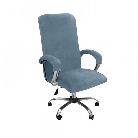 LAMIRO Velvet Office Chair Cover with Arm Covers Stretch Computer Desk Chair Covers Universal Boss Swivel Chair Covers Gaming Chair Covers,L