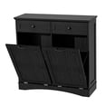 thumbnail image 3 of AHB Double Tilt Out Trash Cabinet with Drawers & Handles, Fits Two 13 Gallon Trash Bins for Kitchen, 39.76"L x 13.58"W x 38.58"H, Dark Black, 3 of 9