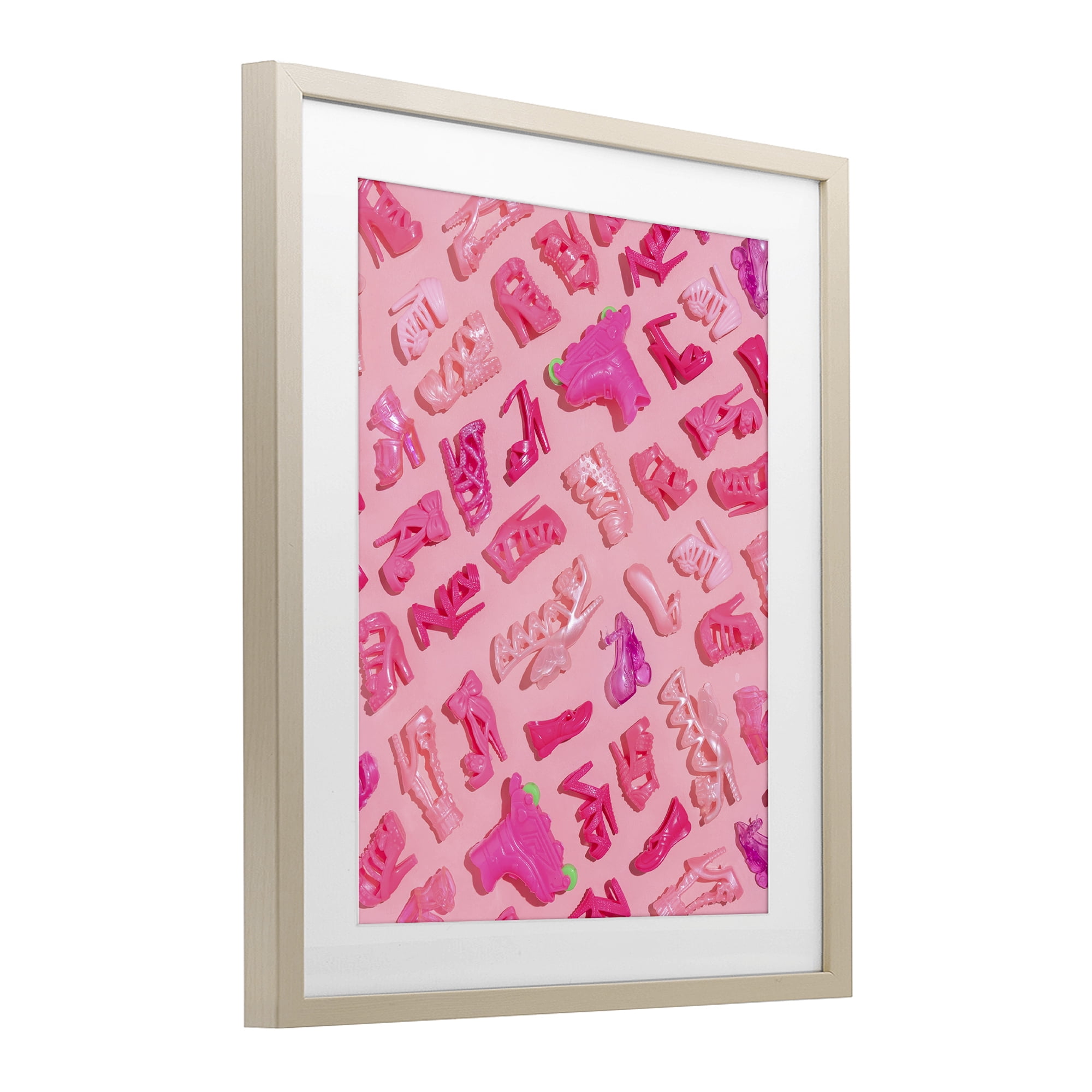 Stupell Industries Tiny Doll Shoes Pink Birch Framed Print Under Glass, design by LISH Creative